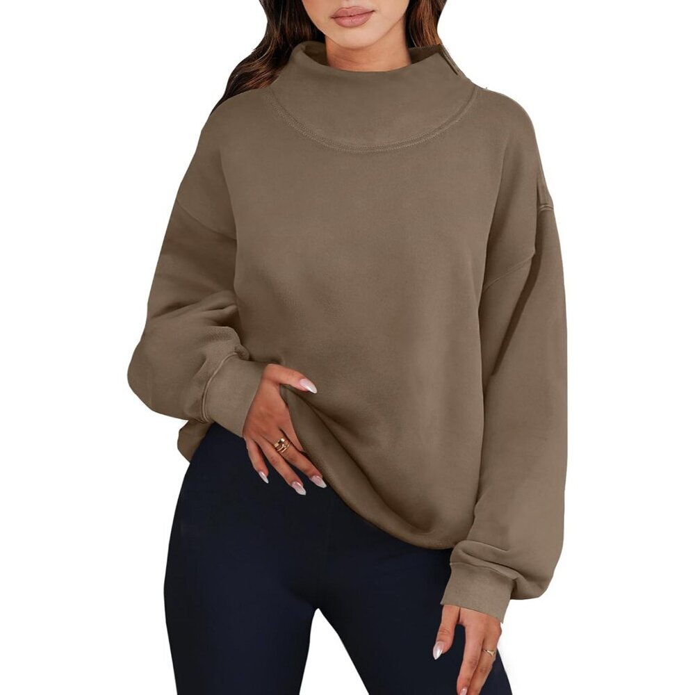 Womens Oversized Sweatshirt Turtleneck Pullover Fleece Casual Warm Top